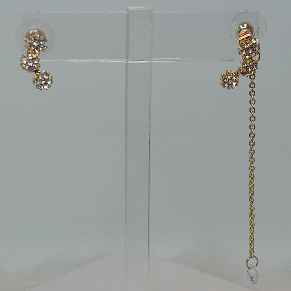 Gold Flower Sparkly Stud Earrings